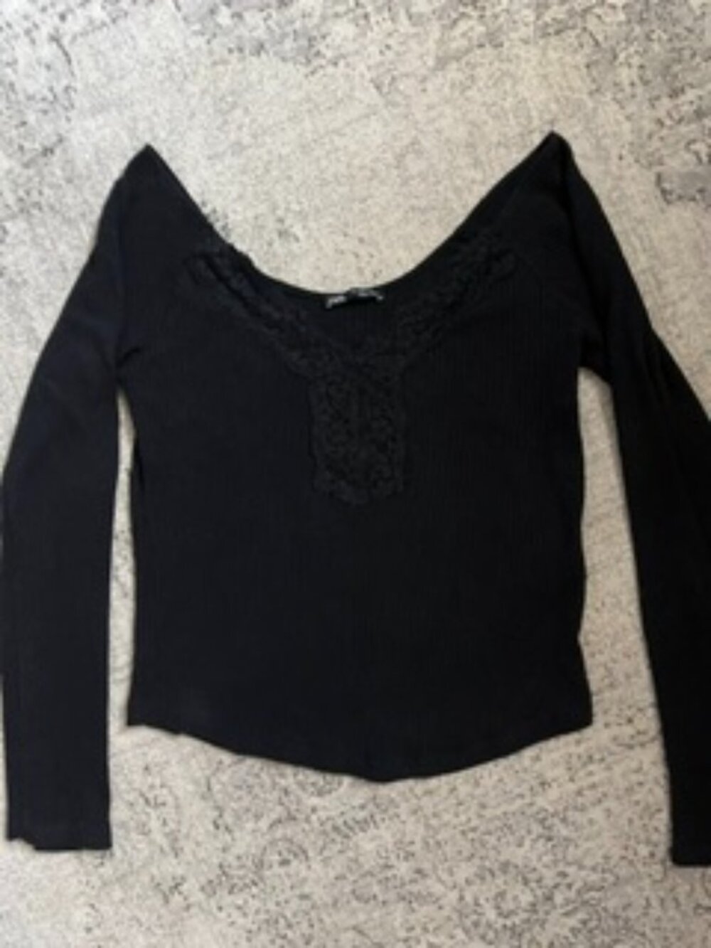 🧡3/$15 Zara Long Sleeve Off the Shoulder Neckline Lace Top L